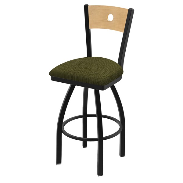 25" Swivel Counter Stool, Black Wrinkle, Nat Back, Graph Parrot Seat